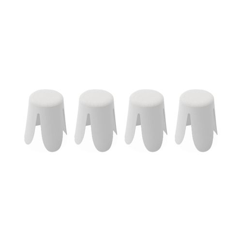 Set De 4 Tabourets Empilables Blancs. Bouclette Texturée. Niki. Ø30 / 44 X H46cm