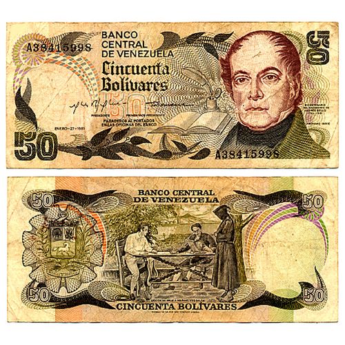 Venezuela / Billet De 50 Bolivares / Commémoration Du Bicentenaire Del Nacimiento De Andrès Bello (1781-1981)