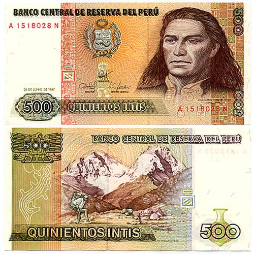 Pérou / Billet De 500 Quinientos Intis / Portrait De José Gabriel Condorcanqui