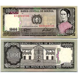 Bolivie / Billet De 1000 Pesos Bolivianos / Portrait Juana Azurduy De Padilla