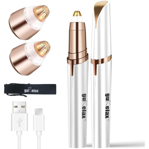 ERSHI-Tondeuse à Sourcils, Gurelax Rechargeable Epilateur sourcil Électrique Indolore pour femmes avec lumière LED et Brosse Instr[1