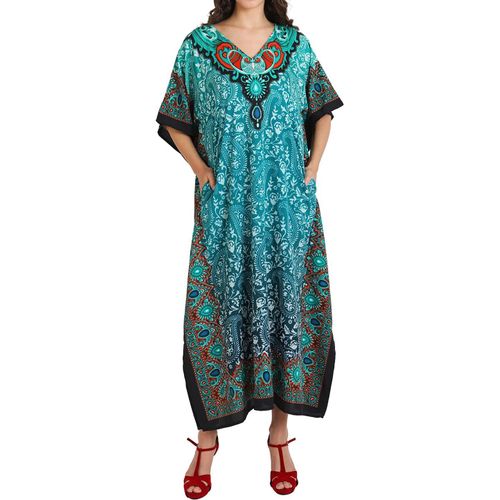Women Kaftan Tunic Kimono Large Size Dress For Loungewear Holiday Night Clothes Beach Everyday Top Dresses.[E345]