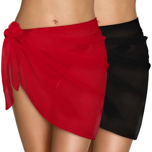 Women's Short Beach Skirt,Bohemian Wrap Dress,Chiffon Sarong,Bikini Cover Up For Summer Swimsuit.[E557]