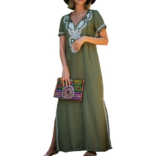 Women Embroidery Kaftan Oversized Bohomian Kimono Sleepwear Biniki Cover Ups Sarong Pareo.[E138]