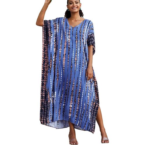 Summer Long Kaftan Bohemian Beach Kimono Swimsuit Cover Up Dress Plus Size For Women.[E391]