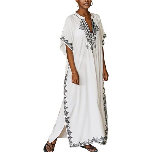 Women Embroidery Kaftan Oversized Bohomian Kimono Sleepwear Biniki Cover Ups Sarong Pareo.[E142]