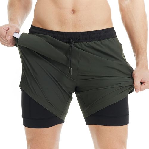 Short De Bain Homme Maillot 2-In-1 Séchage Rapide Slip Doublure Pour Vacances Sur La Plage Sport Surf 5.5.[E430]