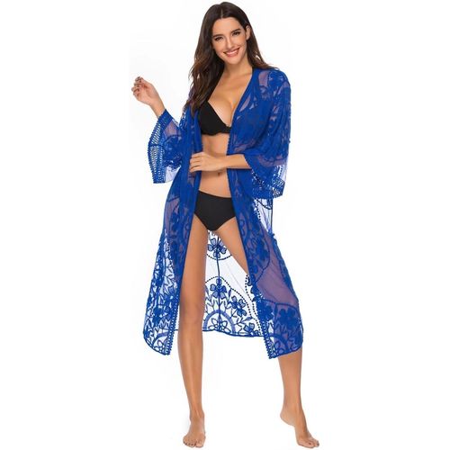 Women's Long Halterneck Bikini Kaftan Kaftan Kaftan Swimsuit Cover Up Long Backless Black White Lace Vest Large Size Boho Crochet Chiffon Women Summer Sexy.[E177]