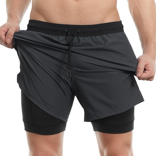 Short De Bain Homme Maillot 2-In-1 Séchage Rapide Slip Doublure Pour Vacances Sur La Plage Sport Surf 5.5.[E415]