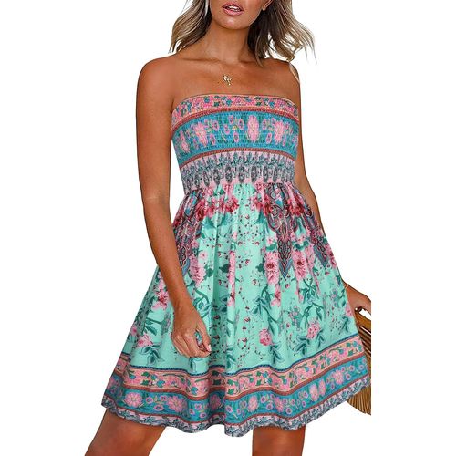 Women Summer Dress Off Shoulder Sleeveless Elegant Beach Dress Short Bikini Cover Up.[E685]