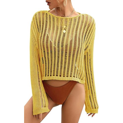 Women Crochet Blouse Knitted Swimwear Cover Ups Women Beach Tunic Vacation Swimsuit Cover Ups Bikini Beach Top.[E673]
