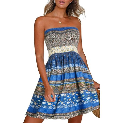 Women Summer Dress Off Shoulder Sleeveless Elegant Beach Dress Short Bikini Cover Up.[E696]