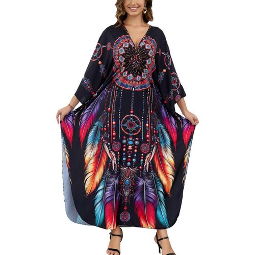 Women Plus Size Kaftan Dresses Boho Beach Cover Up Dress Loose Poncho One Size.[E239]