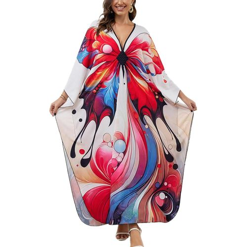 Women Plus Size Kaftan Dresses Boho Beach Cover Up Dress Loose Poncho One Size.[E241]