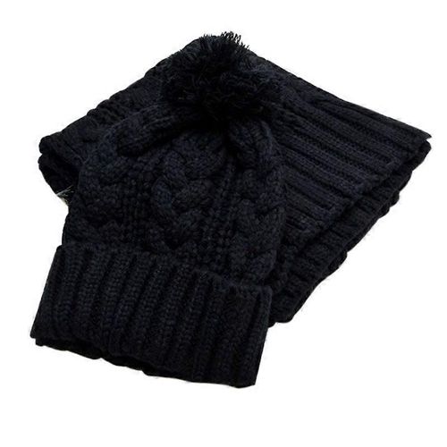 Femmes Hommes Crochet Tricot Pliqué Baggy Bonnet Bonnet Crâne Hiver Casquette Chaude + Echarpe