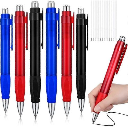 6 Pcs Grands Stylos Jumbo Pen En Vrac Avec Recharges Stylos À Bille Extra Larges Encre Noire Fat Pens Stylo Géant Surdimensionné Rétractable Jp