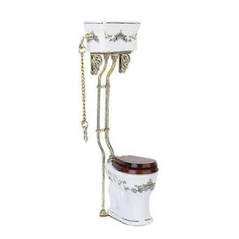 Vintage Style Victorien Salle de Bain Porcelaine Toilette Maison De Poupée Miniature Blanc + Or js