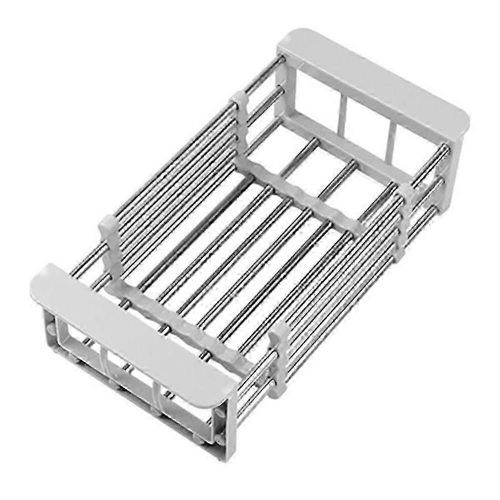 Organisateur de rangement d'insert de cuisine télescopique réglable en acier inoxydable au-dessus de l'évier Plat Séchoir Bac à légumes Drain-B js
