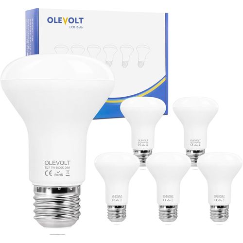 Ershi-R63 Ampoules Led E27 Dimmable, 7w Équivalent Halogène 70w, E27 Led Spot R63 Blanc Froid 6000k, Culot Vis E14 Led Réflecteur [5