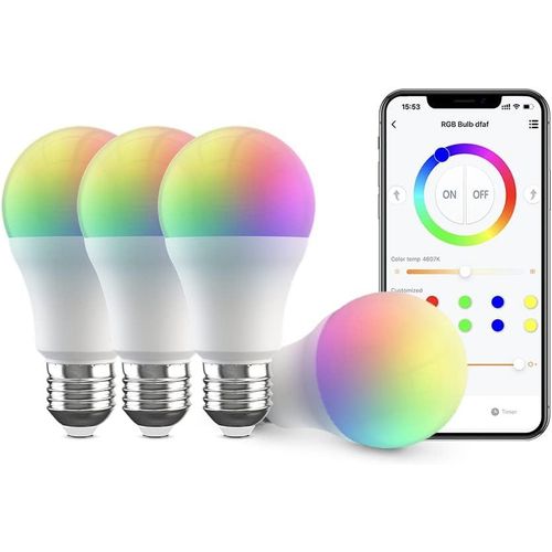 Ershi-| Ampoule Intelligente Fastcon Lb4e27, Changement De Couleur Avec Synchronisation Musicale, A60/E27/9w/800lm, Fonctionne Ave[6