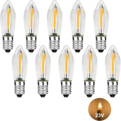 Ershi-E10 Ampoule Led,Ac 23v Bougies Coniques Ampoules Pour Bougie Arche,E10 Bougies Led Pour Bougie Arche,2100k Blanc Chaud,0,2w,[6