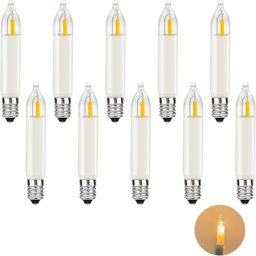 Ershi-E10 Ampoule Led,Ac 14-55v Bougies Coniques Ampoules Pour Bougie Arche,E10 Bougies Led Pour Bougie Arche,2100k Blanc Chaud,0,[6