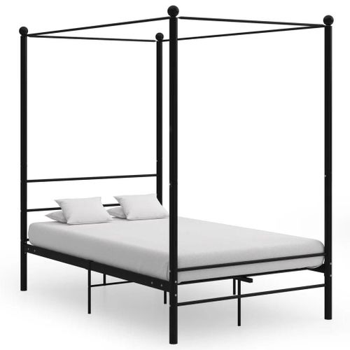 Cadre De Lit À Baldaquin Sans Matelas Noir 140x200 Cm Métal