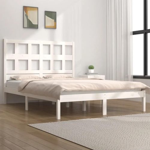 Cadre De Lit Sans Matelas Blanc 120x200 Cm Bois De Pin Massif