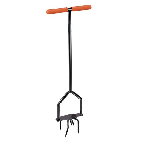 BLACK+DECKER Houe de Jardin avec Cliquet, Tête Rotative, Poignée Ergonomique, Cultiver et Désherber, Noir/Orange