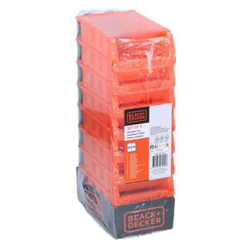 BLACK+DECKER Plateaux de Rangement 8 Pièces 16 X 10 CM Empilable Orange