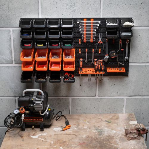 BLACK+DECKER Panneau à outils avec bacs de rangement et crochets