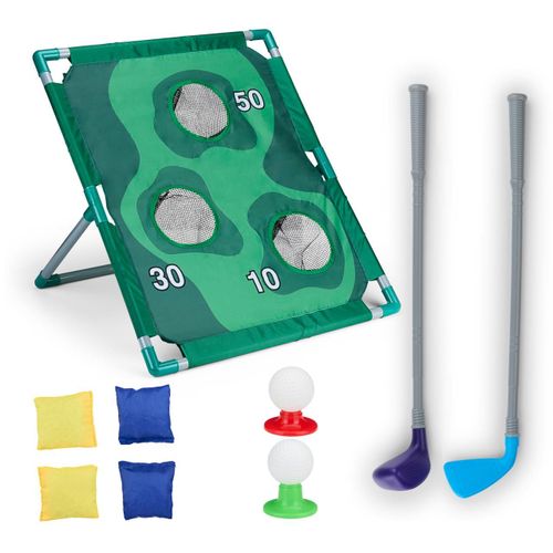 Eddy Toys Jeu Cornhole Et Golf 2en-1 - Jouet Enfant 3 Ans - Jeux Exterieur Et Interieur - Mini Golf Avec Club Et Balles De Golf - Jeux Pour Jardin Et Plage - Plastique - Vert