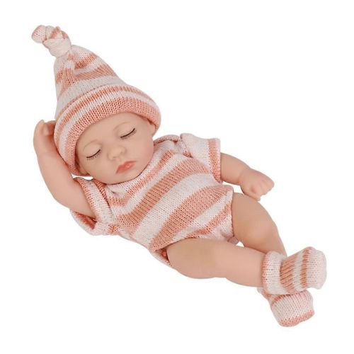 7'' Reborn Life Like Doll Mini Baby Doll Toddler Interaction Toy Poupée en silicone étanche Look Real with Eyes-Close