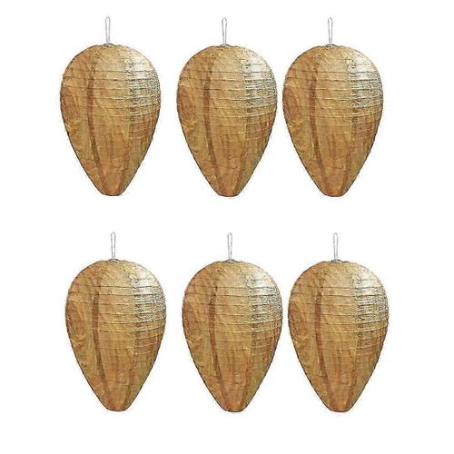 Paquet De 6 Mini Taille En Papier Nid De Guêpe Leurre Suspendu Faux Nid De Guêpes Frelons Vestes Jaunes Jn