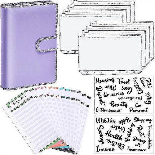 A6 Binder Budget Planner Notebook Covers Folder Taille 6 Hole Pockets Plastic Zipper Money Saving Fp