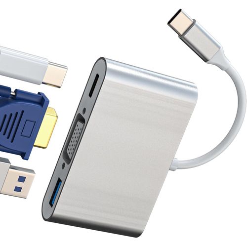GOTHICANA BY EMPAdaptateur Usb C Vga Usb Charge Ports Pour Apple Iphone15 Pro Max Macbook Pro M1 Air Pour Ipad Pc Accessoires Multiprise Rallonge Hub Alimentation Câble Station D'Accueil Clé Jack Déd