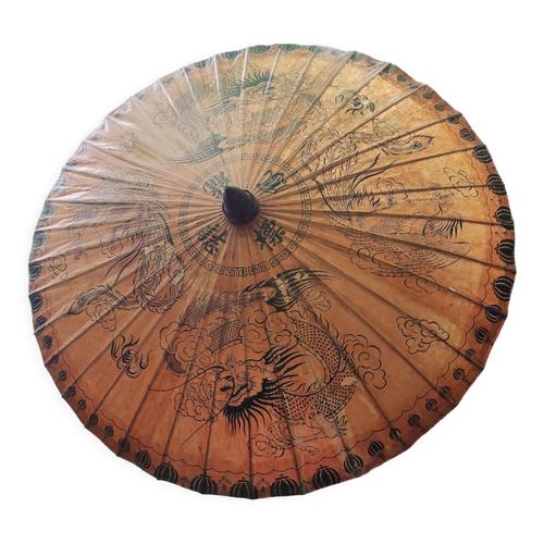 Ombrelle asiatique en papier et en rotin bois