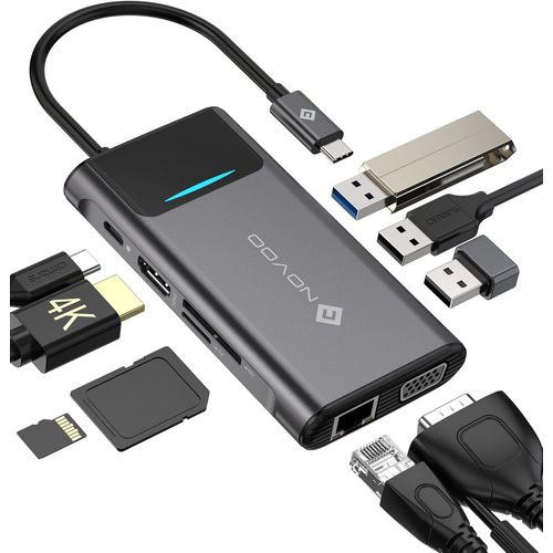 GOTHICANA BY EMPHub Usb C Docking Station Usb C 9 En 1, Multiport Adaptateur Usb C Vers Dual Hdmi, Pd 100W, Usb 2.0, Stations D'Accueil Usb C Pour Dell Hp Lenovo Asus Microsoft