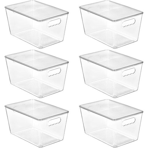 Chenquansarl-Lot De 6 Bacs De Rangement Empilables Transparents Avec Couvercles, Grands Récipients En Plastique Avec Poignée Pour L'organisation Et Le Rangement De Garde-Manger, Parfaits Pour La Cuis
