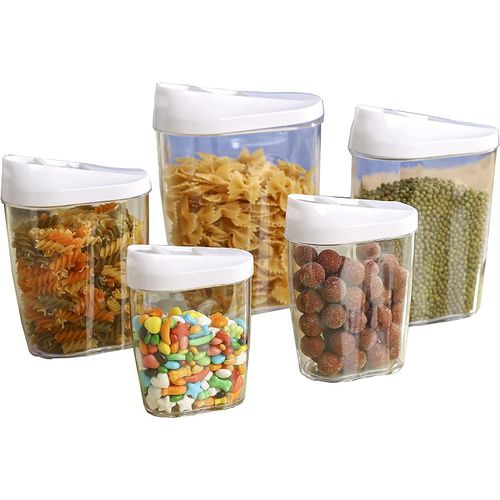 ChenQuanSarl-5 Pièces Transparent Boîte Alimentaire Hermétique De Rangement Conservation À Céréales Fruits Secs 1440 Ml, 960 Ml, 720 Ml, 480 Ml, 300 Ml