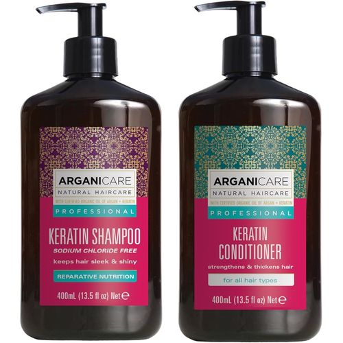 Chenquansarl-Duo Shampoing + Après Shampoing | A La Kératine | Régénére Et Protège Intensément Les Cheveux Abimés | Anti-Chute | Effet Brillant | Tous Types De Cheveux | 1x400 Ml+ 1x400ml 
