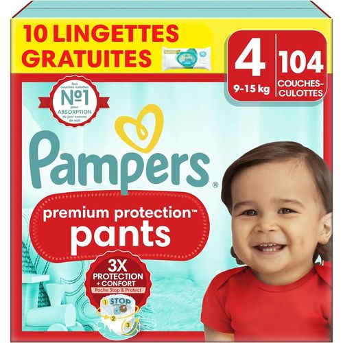 Chenquansarl-Premium Protection Pants Taille 4, 104 Couches, 9-15kg, Avec Maintien 360¡Ã Et Mati¿¿Res Ultra-Douces Pour Notre Meilleur Confort Et Protection + 10 Lingettes Harmonie Aqua Gratuites