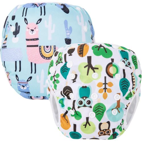 Chenquansarl-Couche De Natation Pour B¿¿B¿¿ Pour B¿¿B¿¿ (0-3 Ans Pour B¿¿B¿¿), 2 Pcs. Maillot De Bain B¿¿B¿¿ Maillot De Bain R¿¿Utilisable Pour 3-15kg, Chouette + Alpaga