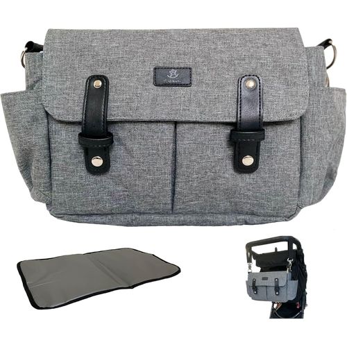 Chenquansarl-Sac Organisateur Poussette Gris | Tapis ¿¿ Langer Offert | Chic Et Pratique | Nombreuses Poches De Rangement | Pochettes Biberon Isothermes | Sangle Bandouli¿¿Re | Sortie B¿¿B¿¿
