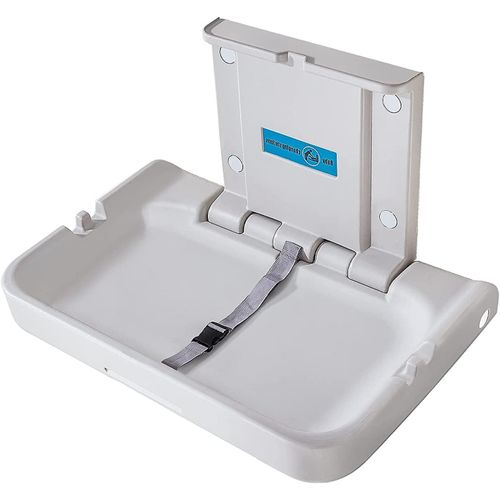 Chenquansarl-Commode ¿¿ Langer Murale Avec Panneau, Chariot ¿¿ Couches Pliable Pour Salles De Bains Commerciales M¿¿Tal Hdpe Horizontal Avec Courroie De S¿¿Curit¿¿ Blanc Gris