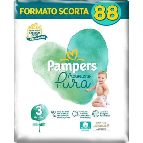 Chenquansarl-Protection Pure (Naturel), Couches Contenant Du Coton Et Des Mat¿¿Riaux Naturels D¿¿Rivants Des Plantes, 0% Parfum, Enfants Un Xes, Taille 3 (4-9 Kg), Lot De 88