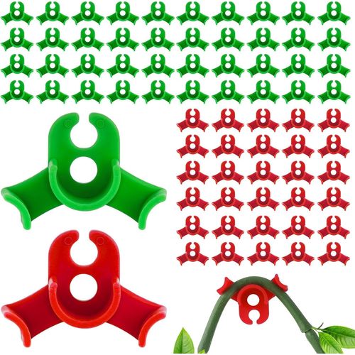 ChenQuanSarl-80 Pièces Clips De Support Pour Plantes, Dres De Plantes À 90 Degrés, Clips D'Entraînement À Faible Stress Pour Fleurs, Légumes, Branches (Rouge, Vert)