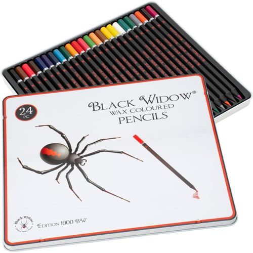 ChenQuanSarl-Crayons De Couleur Noire Widow Pour Adultes, Le Meilleur Ensemble De Crayons De Couleur Pour Les Livres De Coloriage Pour Adultes, Une Trousse De Dessin Blackwood De Qualité 24 Pièces Di