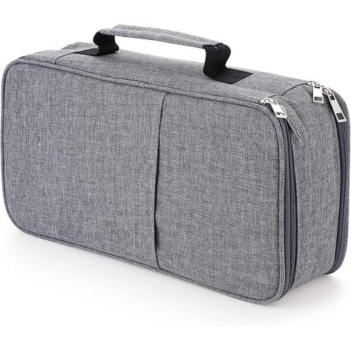 Chenquansarl-Trousse De Crayon De Couleur Pour 360 Crayons Sac À Crayons/Stylos/Feutres Grande Capacité Avec Double Zip Pour Dessinateur Ou Amateur De Peinture (Gris)
