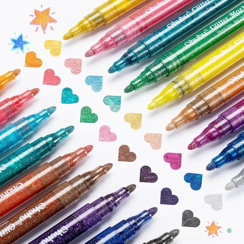 Chenquansarl-Marqueurs À Paillettes Stylo 18 Couleurs, Marqueur Métallique À Pointe Fine Encre À Base D'eau Pour Bricolage Cartes De Voeux Anniversaire Création D'albums Poster Scrapbooking Tasses Bo